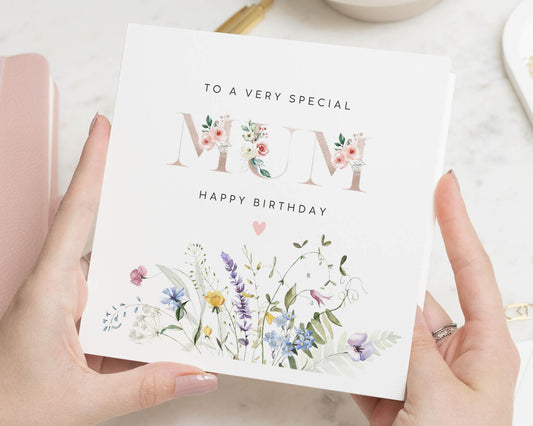 Birthday Card for Mum, Mum Birthday Card, Floral Birthday Card for Her, Special Mum Birthday Card, Birthday Card for Women