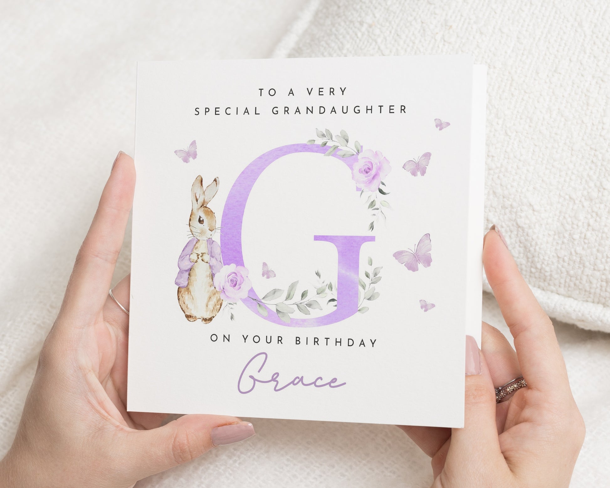 Granddaughter Birthday Card, Birthday Card for Granddaughter, Personalised Bunny Birthday Card, Cute Birthday Card for Girl