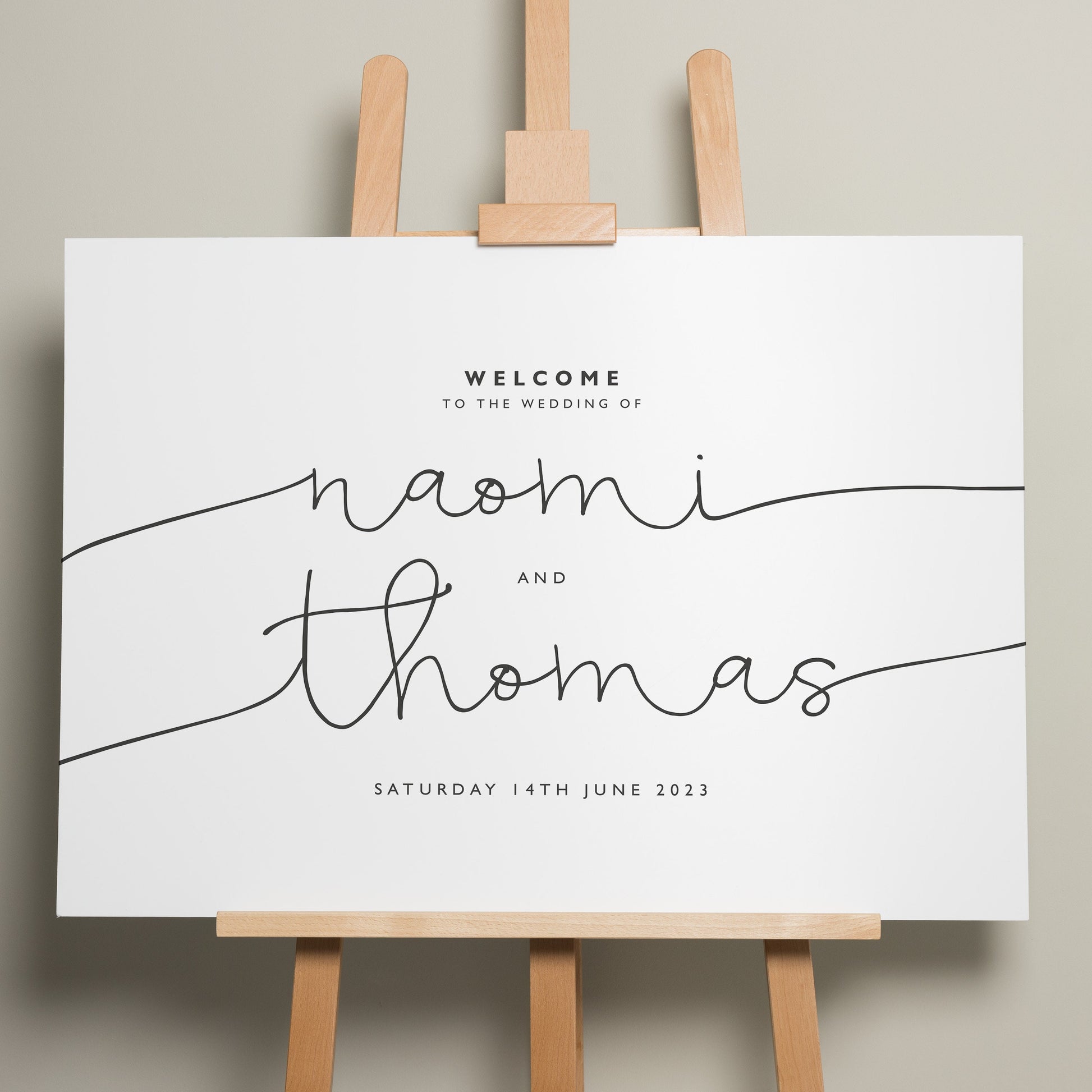 Wedding Welcome Sign, A1 Wedding Sign, Simple Modern Wedding Signage, Personalised Modern Welcome Sign, Minimalist Wedding Design &#39;Naomi&#39;