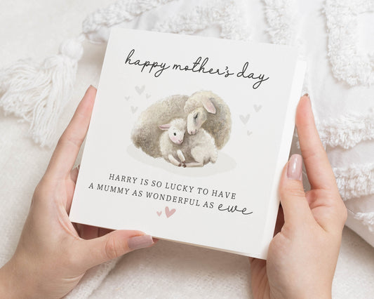 Personalised Mothers Day Card, Cute Sheep Card, Mothers Day Card from Child, Mummy Card, Animal Mothers Day Card, Custom Mothers Day Card
