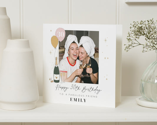 30th Birthday Card for Friend, Personalised Photo Birthday Card, Birthday Card for Her, 30th Birthday Cards, Fabulous Friend Card