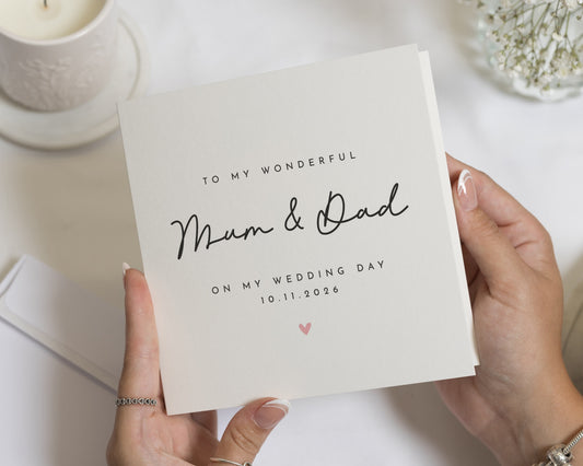 Wedding Card for Mum and Dad, To My Mum and Dad Wedding Day Card, Personalised Wedding Card, Card for Parents of the Bride or Groom