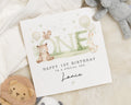 1st Birthday Card for Son, Personalised First Birthday Card, Animal Birthday Card, Cute Birthday Card for Boy, Woodland Birthday Card