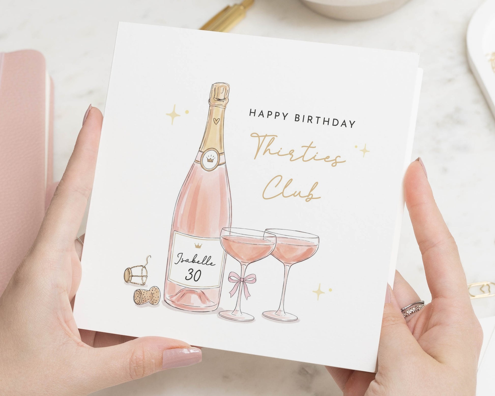 30th Birthday Card for Her, Personalised Birthday Card, Thirties Card, Birthday Card for Friend, Sister Birthday Card, Champagne Card