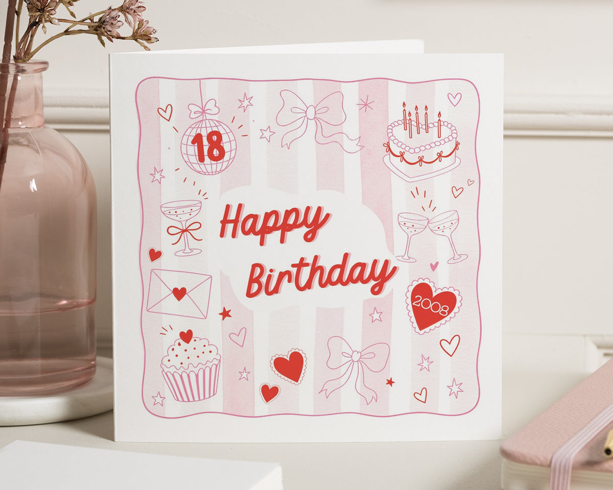 18th Birthday Card, 2008 Birthday Card, 18 Birthday Card for Her, Daughter Birthday Card, Best Friend Birthday Card, Cute Birthday Card