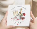 Valentines Day Card for Future Husband, Personalised Valentines Card for Him, Romantic Card for Fiancé, Champagne Rose Chocolate Card