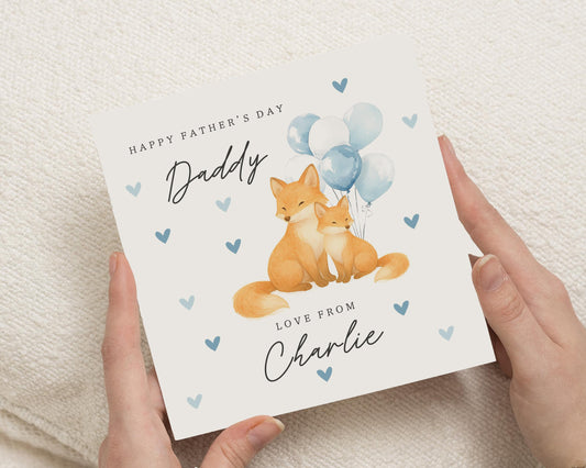 Fathers Day Card from Child, Daddy Fathers Day Card, Fox Card for Dad, Personalised Fathers Day Card, Cute Animal Card for Him