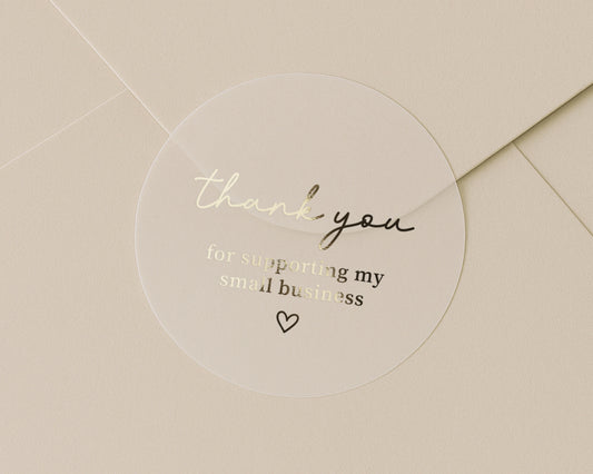 Thank You Sticker, Small Business Thank You Sticker, Gold Foil Thank You Label, Business Packaging Sticker, Thank You For Supporting