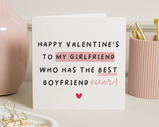 Valentines Day Card for Girlfriend, Funny Valentines Card for Her, Girlfriend Valentine Card, Best Boyfriend Card, Cute Love Card