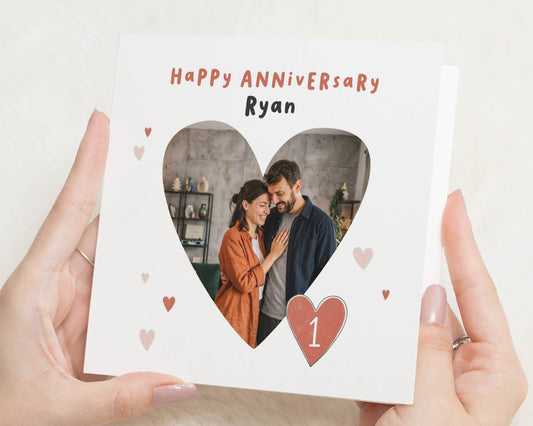 Anniversary Card, Personalised Anniversary Card, 1st Anniversary Card, First Anniversary Card, Photo Card for Couples, Husband Wife Card