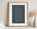 Personalised Wedding Song Print, Dark Grey Wall Art, Our Wedding Day Music Poster, Wedding Gift, Anniversary Gift, Portrait Print
