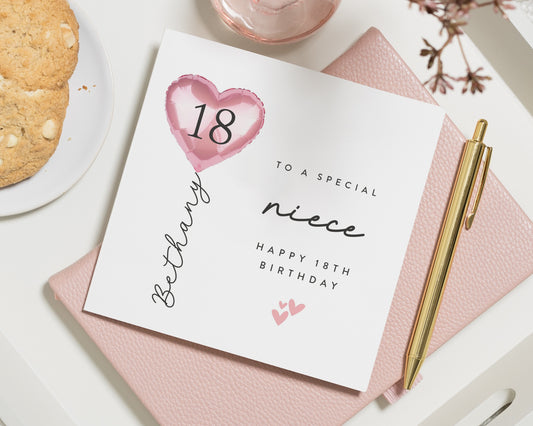 18th Birthday Card for Niece, Special Niece Birthday Card, Personalised 18th Birthday Card for Her, Cute Birthday Card for Girl