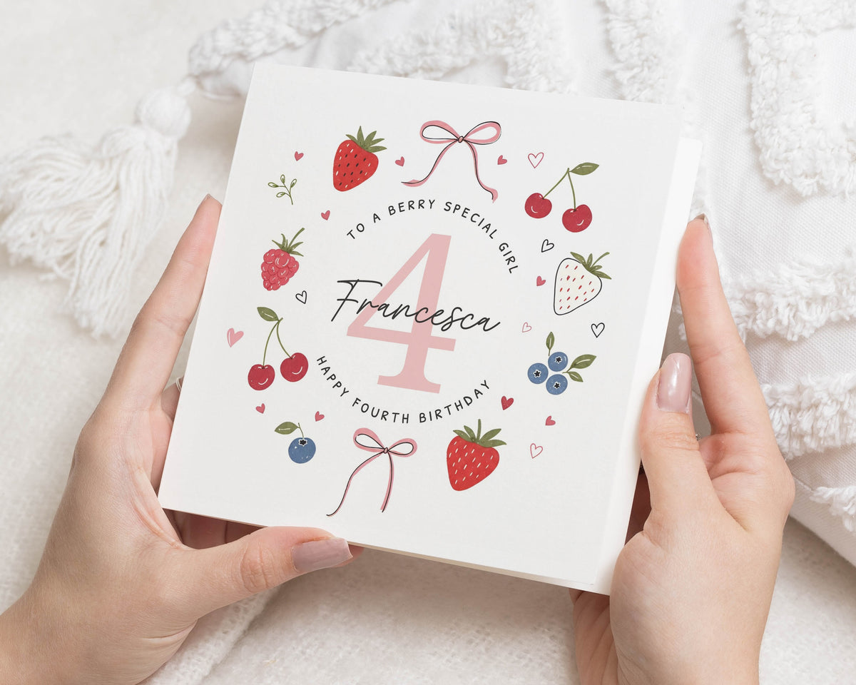 4th Birthday Card for Girl, Fourth Birthday Card, Personalised Birthday Card, Daughter Birthday Card, Granddaughter Card, Niece Card, Age 4