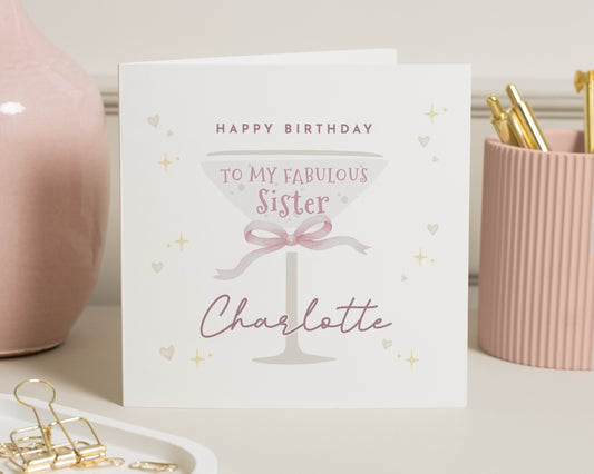 Birthday Card for Sister, Personalised Sister Birthday Card, Birthday Card for Her, Fabulous Sister Card, Custom Name Birthday Card