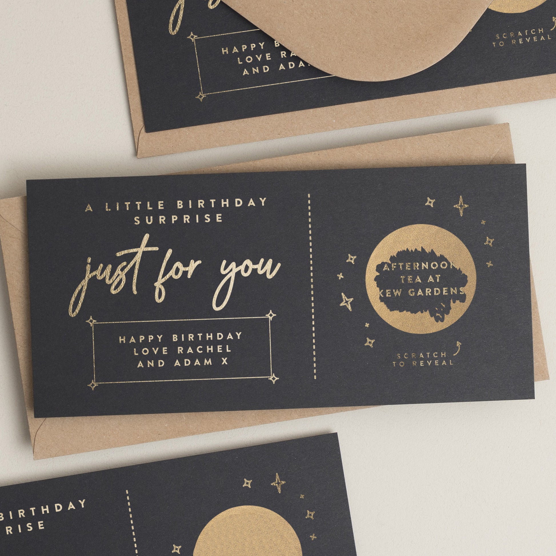 Birthday Gift Voucher, Gold Foil Scratch Birthday Voucher, Scratch To Reveal Birthday Surprise Voucher, Surprise Gift Ticket, Scratch Coupon