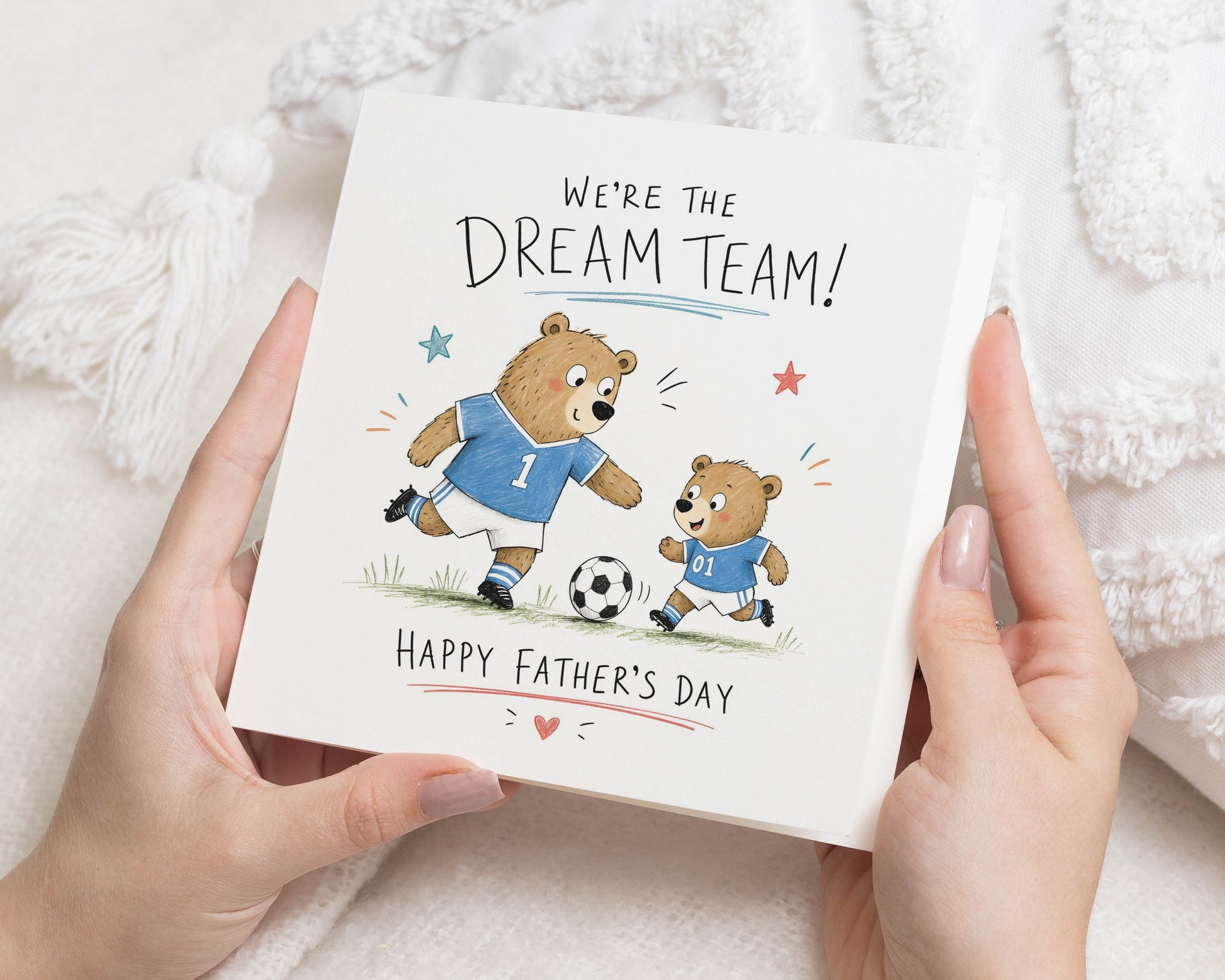 Father's Day Card for Dad, Dad Father's Day Card, Daddy Card from Son, Cute Bear Football Card, Father's Day Card from Kids