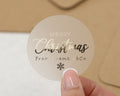 Merry Christmas Sticker, Gold Foil Christmas Sticker, Personalised Christmas Label, Christmas Gift Sticker, Custom Christmas Seal