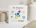 Birthday Card for Teacher, Out of This World Card, Space Theme Card, Personalised Teacher Card, Thank You Teacher Card, Rocket Card