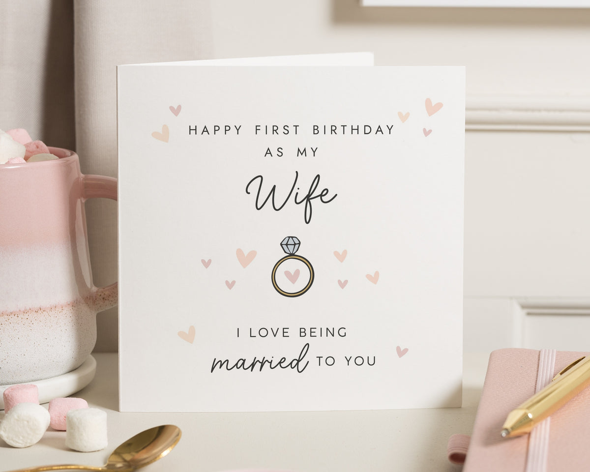 Birthday Card for Wife, First Birthday as My Wife Card, Wife Birthday Card from Husband, Romantic Birthday Card for Her, 1st Birthday