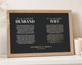 Personalised Gold Foil Wedding Vows Print, Black Wall Art, Husband and Wife Gift, Anniversary Gift, Oak Framed Landscape Print