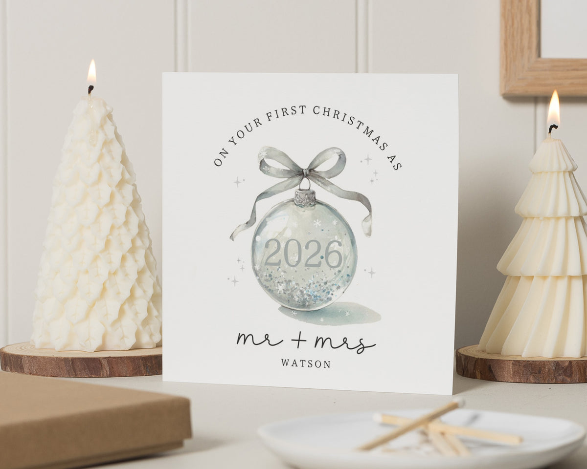 First Christmas Card, 1st Christmas Card for Couple, Mr and Mrs Christmas Card, Personalised Christmas Card, Newlywed Christmas Card