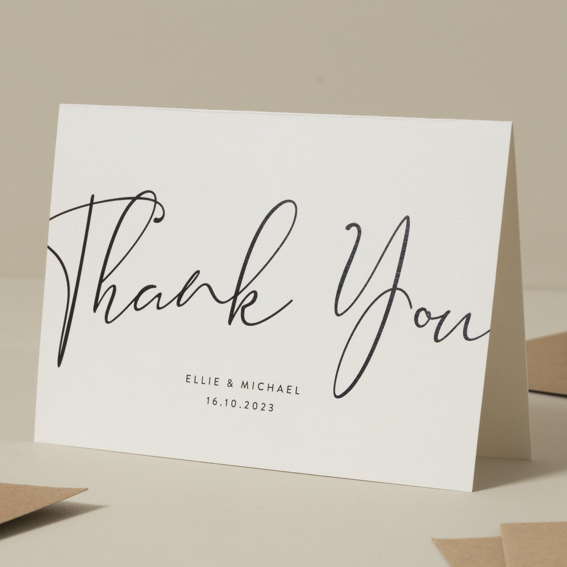 Modern Calligraphy Wedding Thank You Card With Envelopes, Wedding Thank You Postcards, Wedding Thankyou Cards, Simple Wedding Cards