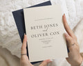 Ivory Wedding Invitations with Navy Envelopes, Minimalist Wedding Invites, Elegant Typography, Personalised Wedding Invites