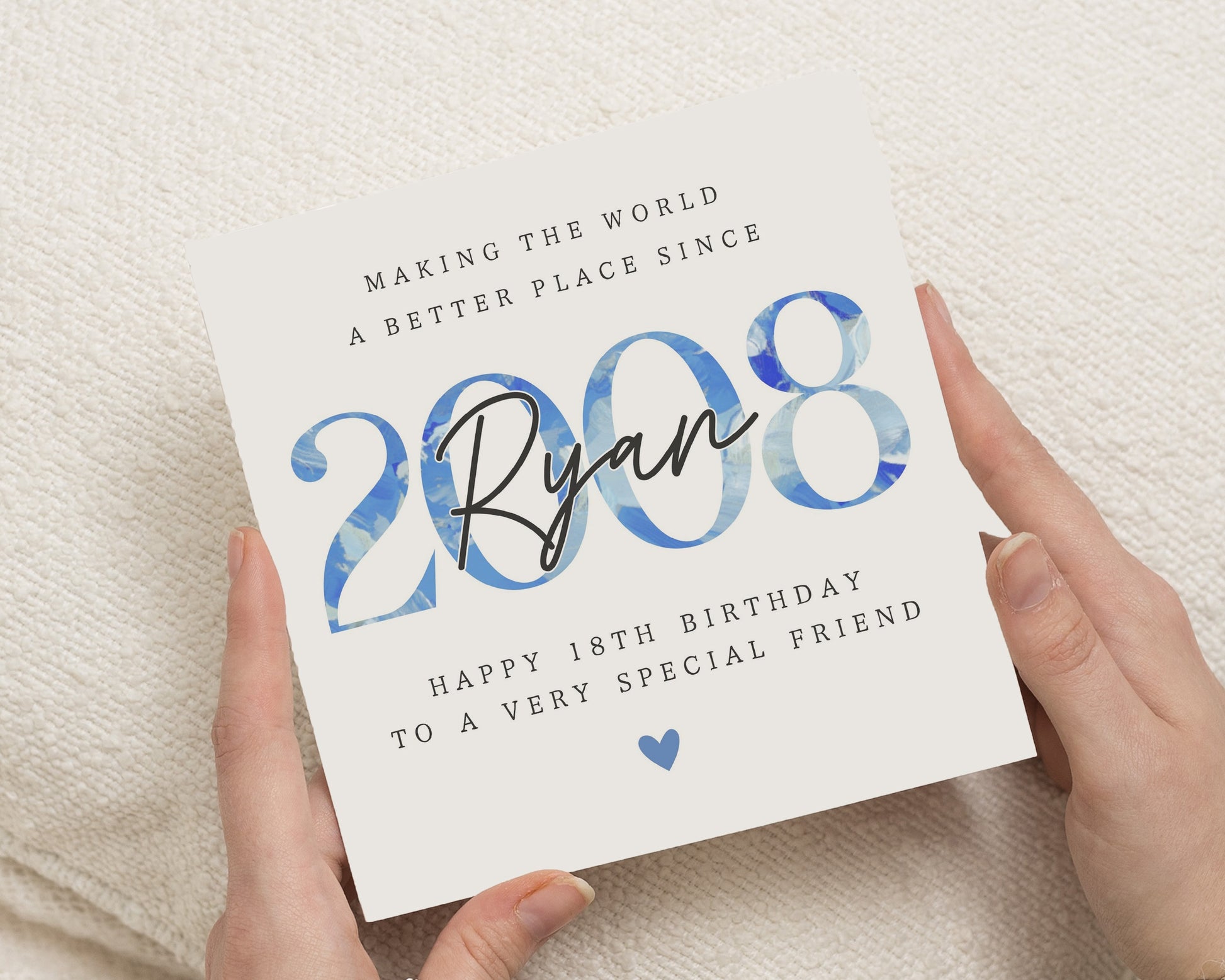 18th Birthday Card for Friend, Personalised 18th Birthday Card, Birthday Card for Him, Birthday Card for Her, Custom Name Card