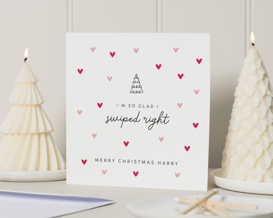 Christmas Card for Boyfriend, Personalised Christmas Card for Him, Swiped Right Card, Funny Christmas Card, Merry Christmas Card