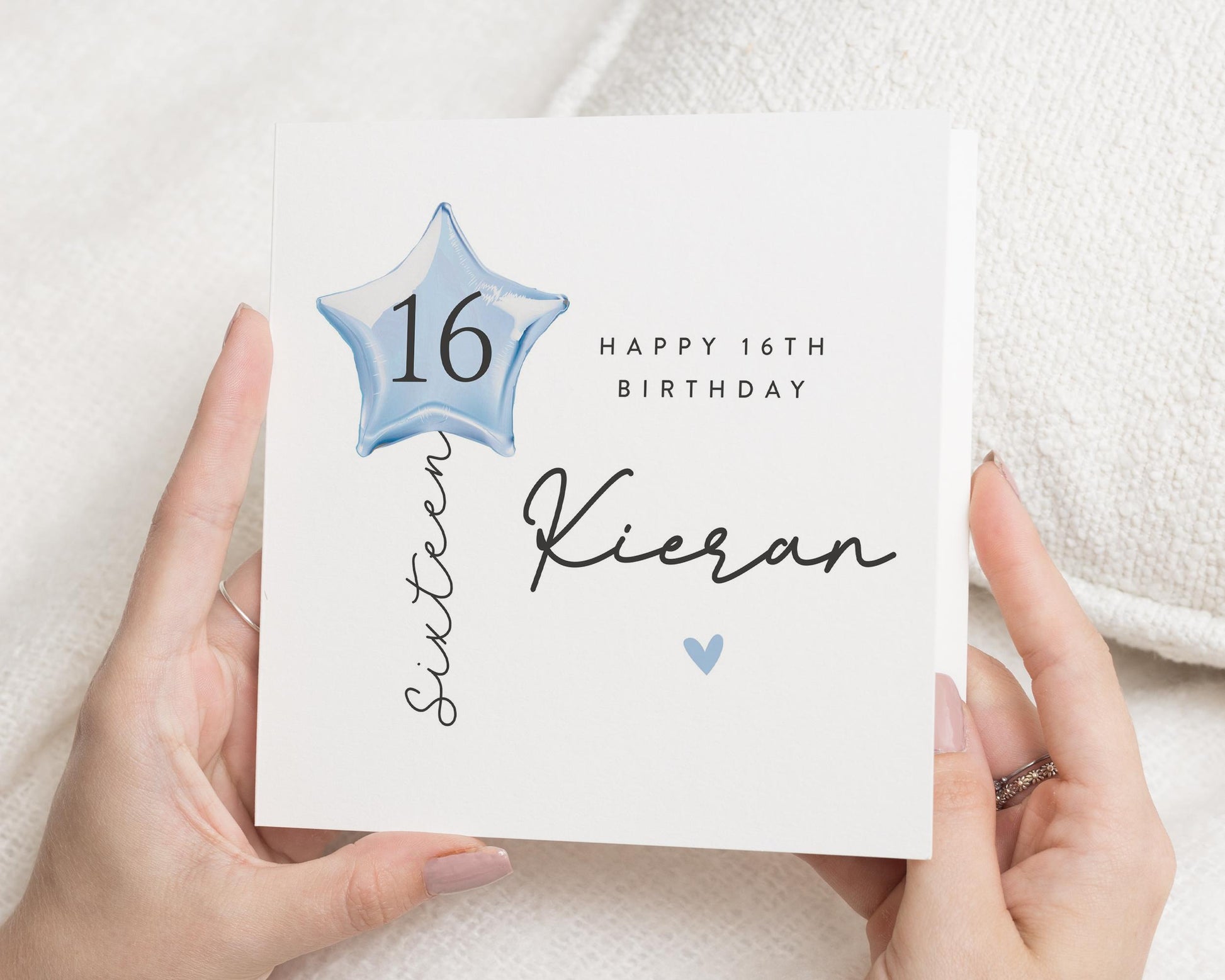 16th Birthday Card for Boy, Personalised Sixteen Birthday Card, Birthday Card for Son, Blue Balloon Birthday Card, Custom Teen Card
