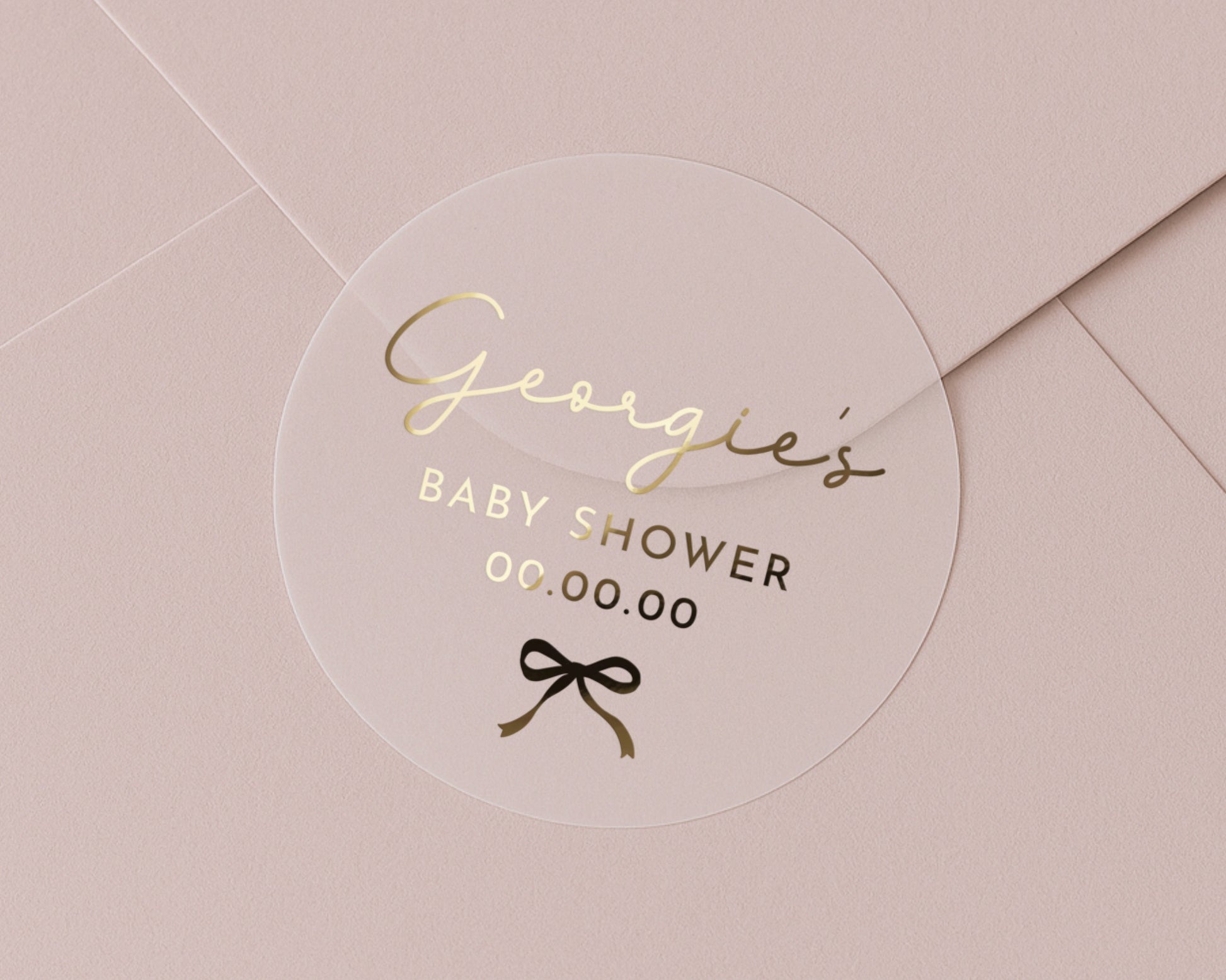 Personalised Baby Shower Sticker, Baby Shower Envelope Seal, Custom Name Gold Foil Sticker, Baby Shower Decoration