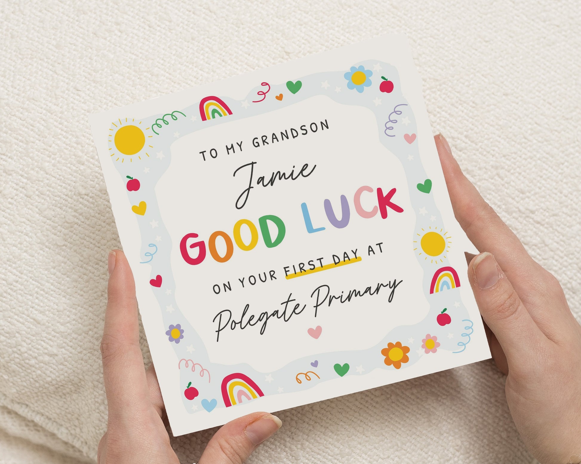 Good Luck Card for Grandson, First Day at School Card, Personalised Good Luck Card, Primary School Card, Back to School Card