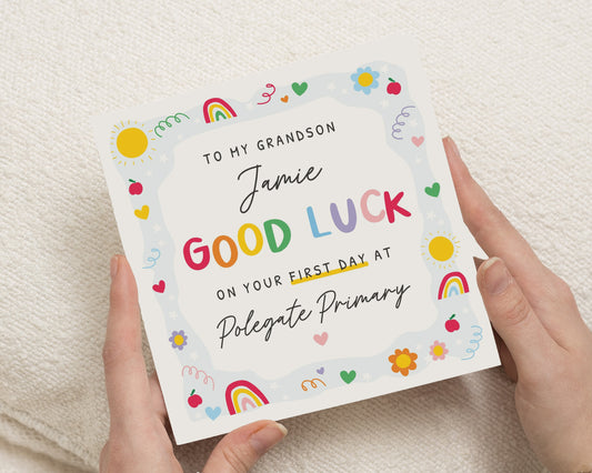 Good Luck Card for Grandson, First Day at School Card, Personalised Good Luck Card, Primary School Card, Back to School Card