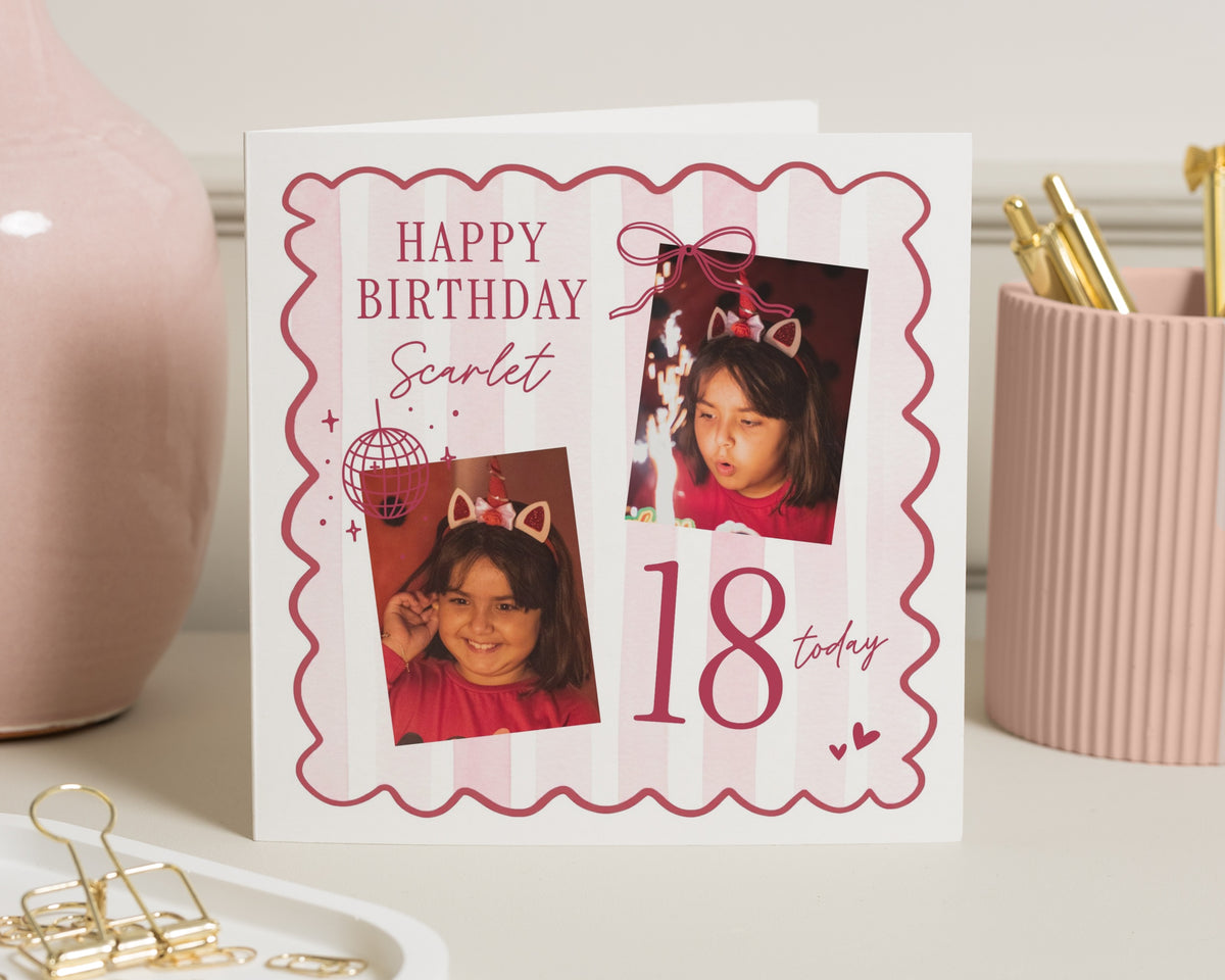 18th Birthday Card, Personalised Photo Birthday Card, Birthday Card for Daughter, 18th Card for Her, Birthday Card for Girl
