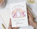 5th Birthday Card for Girl, Personalised Birthday Card, Daughter Birthday Card, Granddaughter Birthday Card, Niece Rainbow Unicorn Card