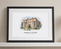 Personalised Wedding Venue Print, Custom Illustrated Venue Wall Art, Wedding Gift for Couple, Anniversary Gift, Landscape Black Framed Print