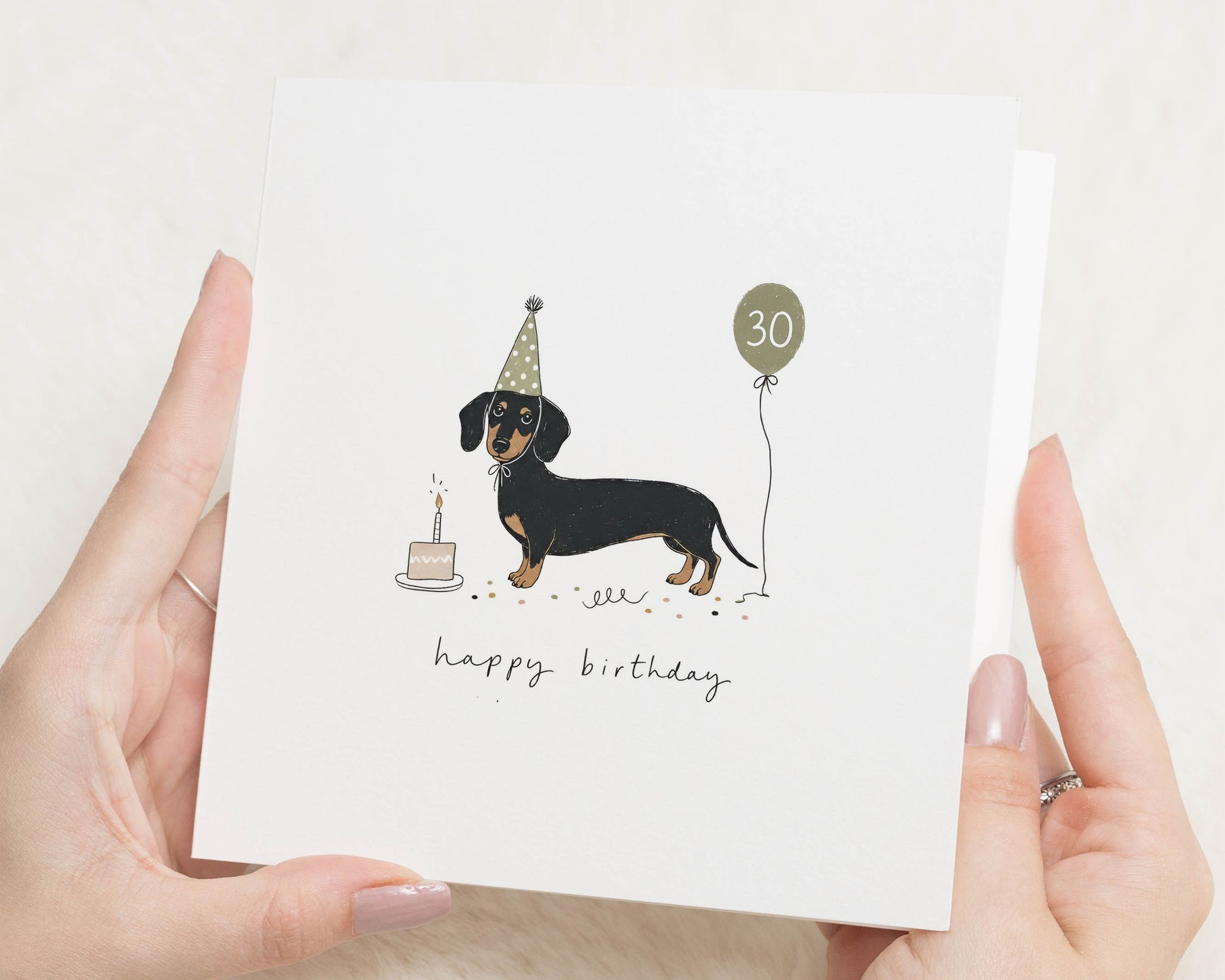 30th Birthday Card, Dog Birthday Card, Sausage Dog Birthday Card, Dachshund Birthday Card, Birthday Card for Her, Card for Him
