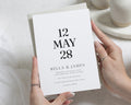 Black and White Minimal Wedding Invitations, Simple Typography Wedding Invite, Elegant Modern Personalised Invitation Suite