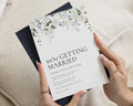White Rose Floral Wedding Invitations, Navy Blue Envelope Wedding Invite, Elegant Garden Wedding Stationery, Personalised Invitation Suite