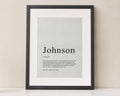 Personalised Family Definition Print, Surname Wall Art, Grey Green Family Name Print, Family Gift, New Home Gift, Living Room Art