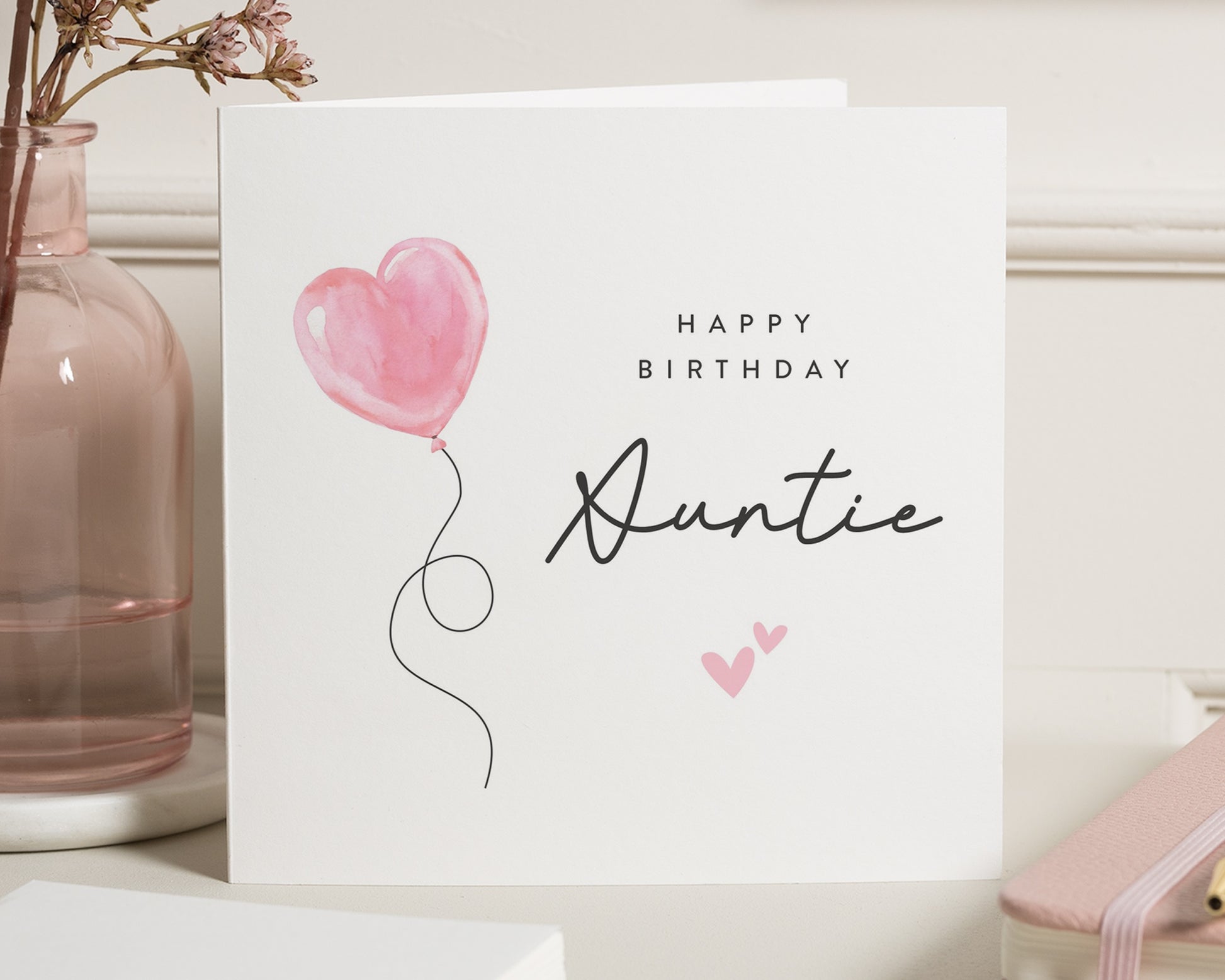 Birthday Card for Auntie, Auntie Birthday Card, Happy Birthday Card for Her, Personalised Birthday Card, Cute Heart Balloon Card
