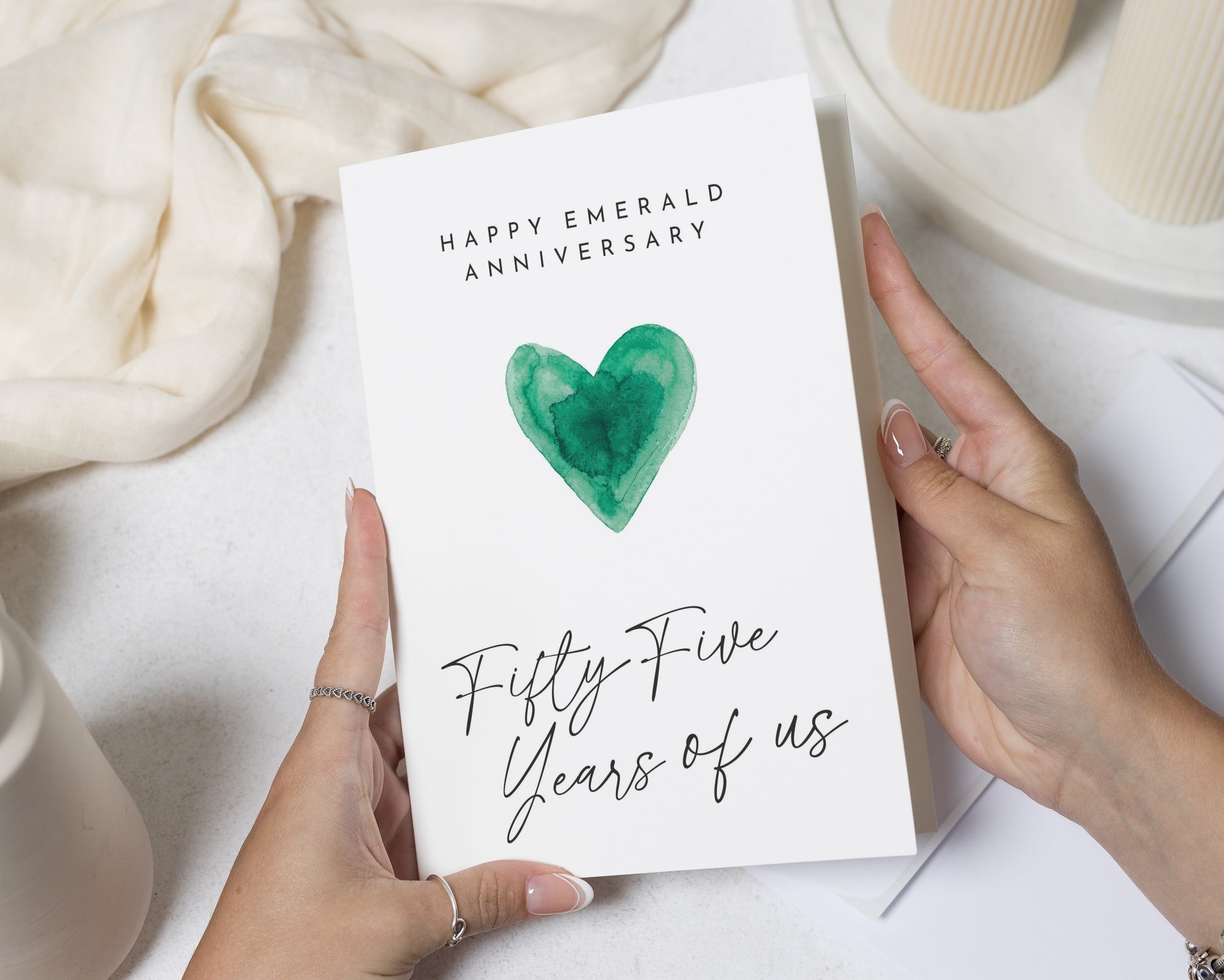 Emerald Anniversary Card, 55th Anniversary Card, Anniversary Card for Husband, Wife Anniversary Card, Mum and Dad Anniversary Card