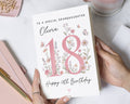 18th Birthday Card for Granddaughter, Personalised Granddaughter Birthday Card, Floral Birthday Card for Her, 18 Birthday Cards