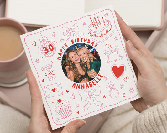 30th Birthday Card, Personalised Photo Birthday Card, Birthday Card for Her, Best Friend Birthday Card, Friend Birthday Card, Photo Card