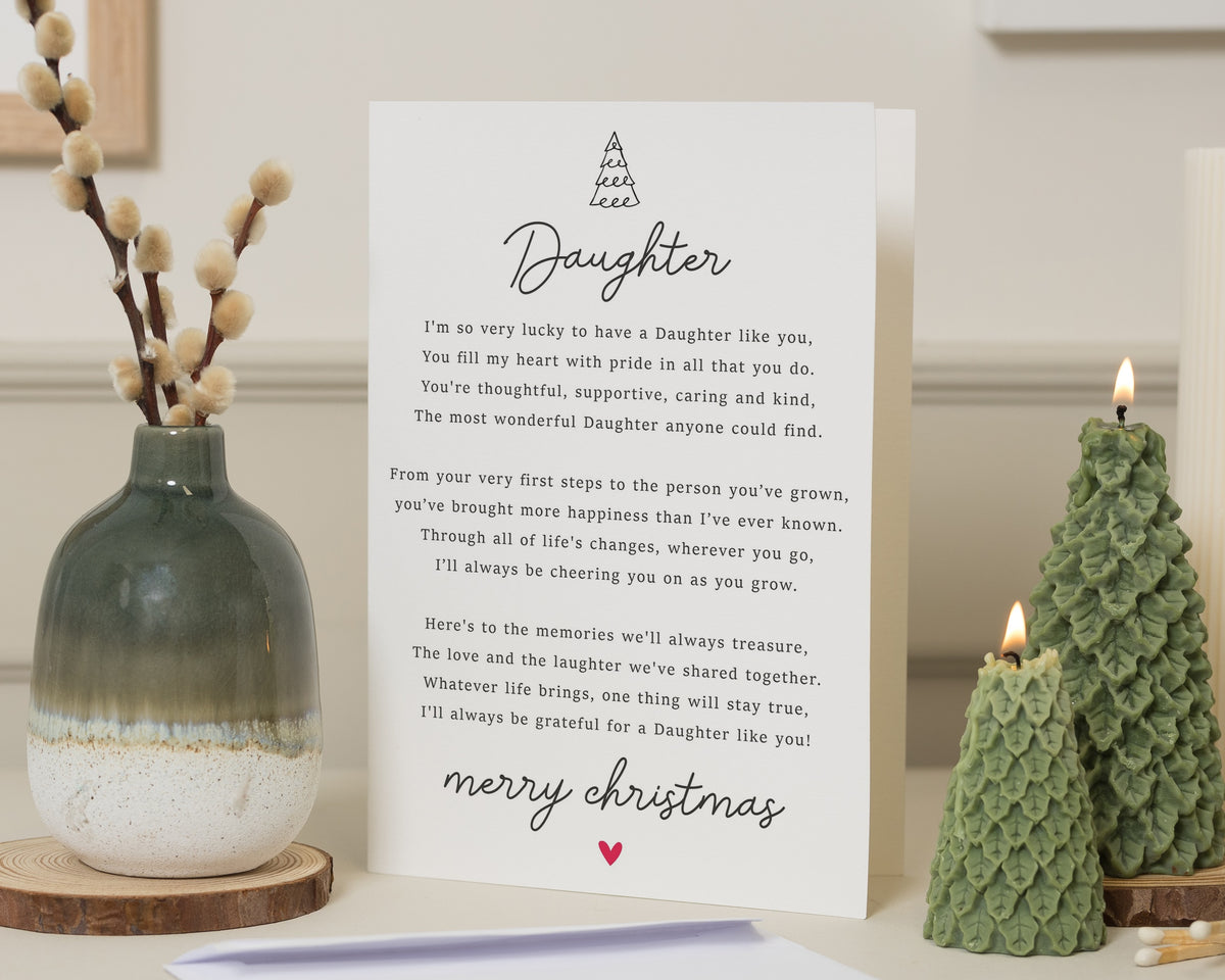Christmas Card for Daughter, Daughter Christmas Cards, Xmas Card for Daughter, Poem Christmas Card, Christmas Card from Mum