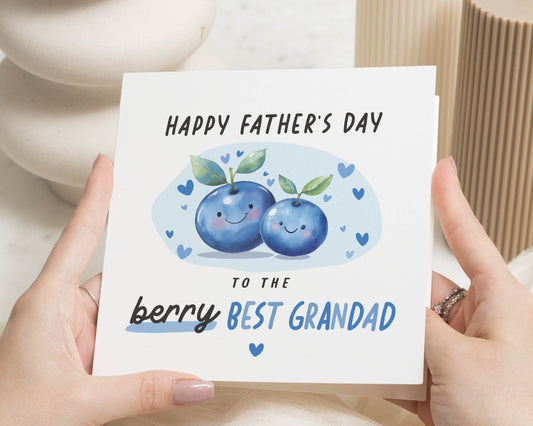 Fathers Day Card for Grandad, Grandad Fathers Day Card, Cute Berry Fathers Day Card, Grandad from Grandchildren, Best Grandad Card