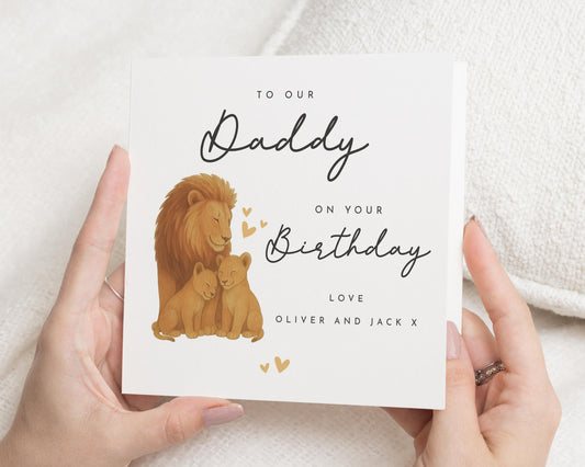 Birthday Card for Daddy, Daddy Birthday Card, Lion Birthday Card, Birthday Card from Kids, Personalised Birthday Card for Dad