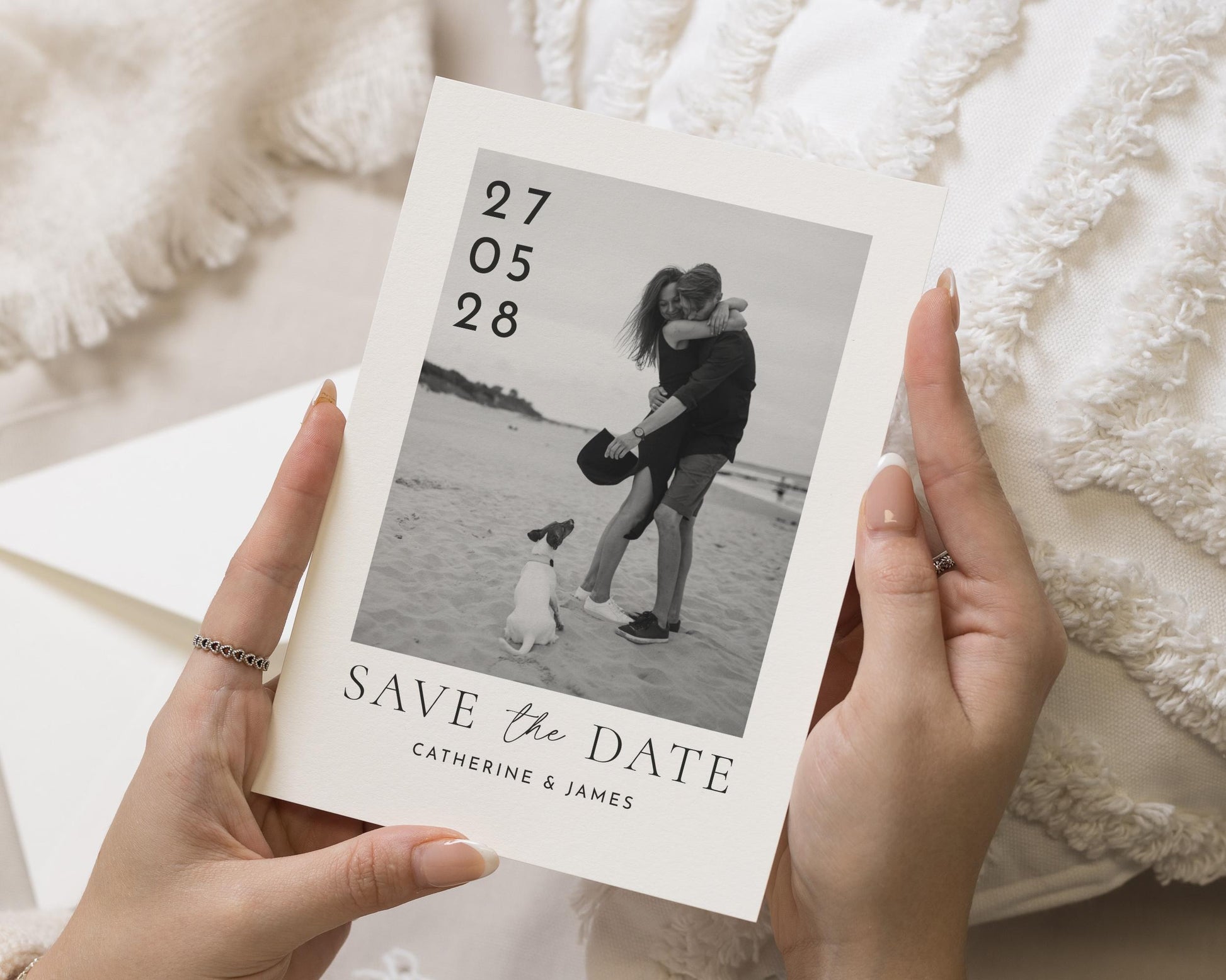 Photo Save the Date Card, Personalised Save the Date Card, Black and White Save the Date, Monochrome Wedding Save the Date Card, Simple Card