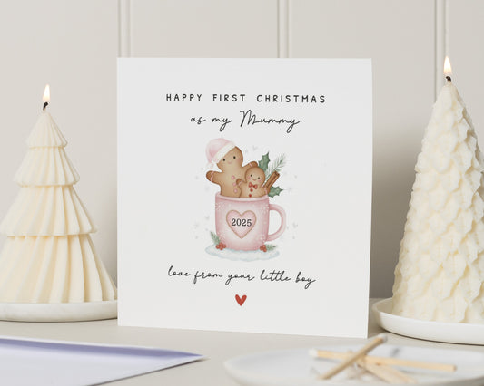 First Christmas Card for Mummy, First Christmas as My Mummy Card, Personalised Christmas Card from Little Boy, 2025 Christmas Card