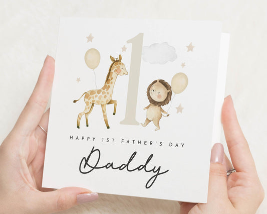 First Fathers Day Card, 1st Fathers Day Card, Fathers Day Card from Baby, Daddy Fathers Day Card, Cute Animal Fathers Day Card